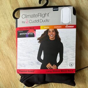 Cuddl Duds Black Long Sleeve Mock Neck Base Layer